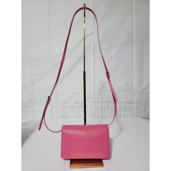 Authentic PRADA Saffiano Lux Metal Flap Wallet with Strap Peonia Geranio - Picture 6 of 16